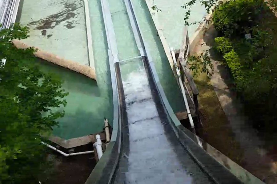 Summer photo of the Giant Flume at Knoebels Amusement Resort by Rhiannon Barkus.