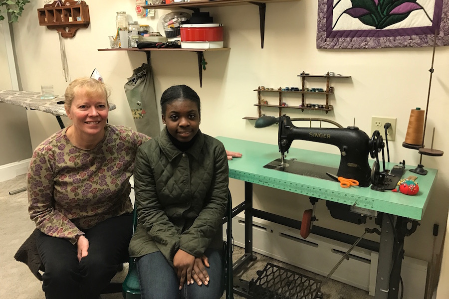 Photo by Coal Cracker Reporter Emma Shaller of Seamstress Virginia Laurusevage and her assistant Armelle Metellus.